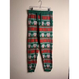 Dec 25th Joggers Mens Fair Isle Cat Pajama Novelty Holiday Christmas XL GreenRed